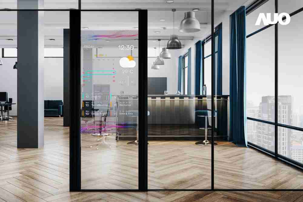 60吋Micro LED透明窗屏显示器，，，可依需求调整并延伸应用于不同场域，，包括汽车侧窗或家庭玄关、、、、智慧橱窗、、、商业展示等面向，，，提供丰富的信息娱乐内容